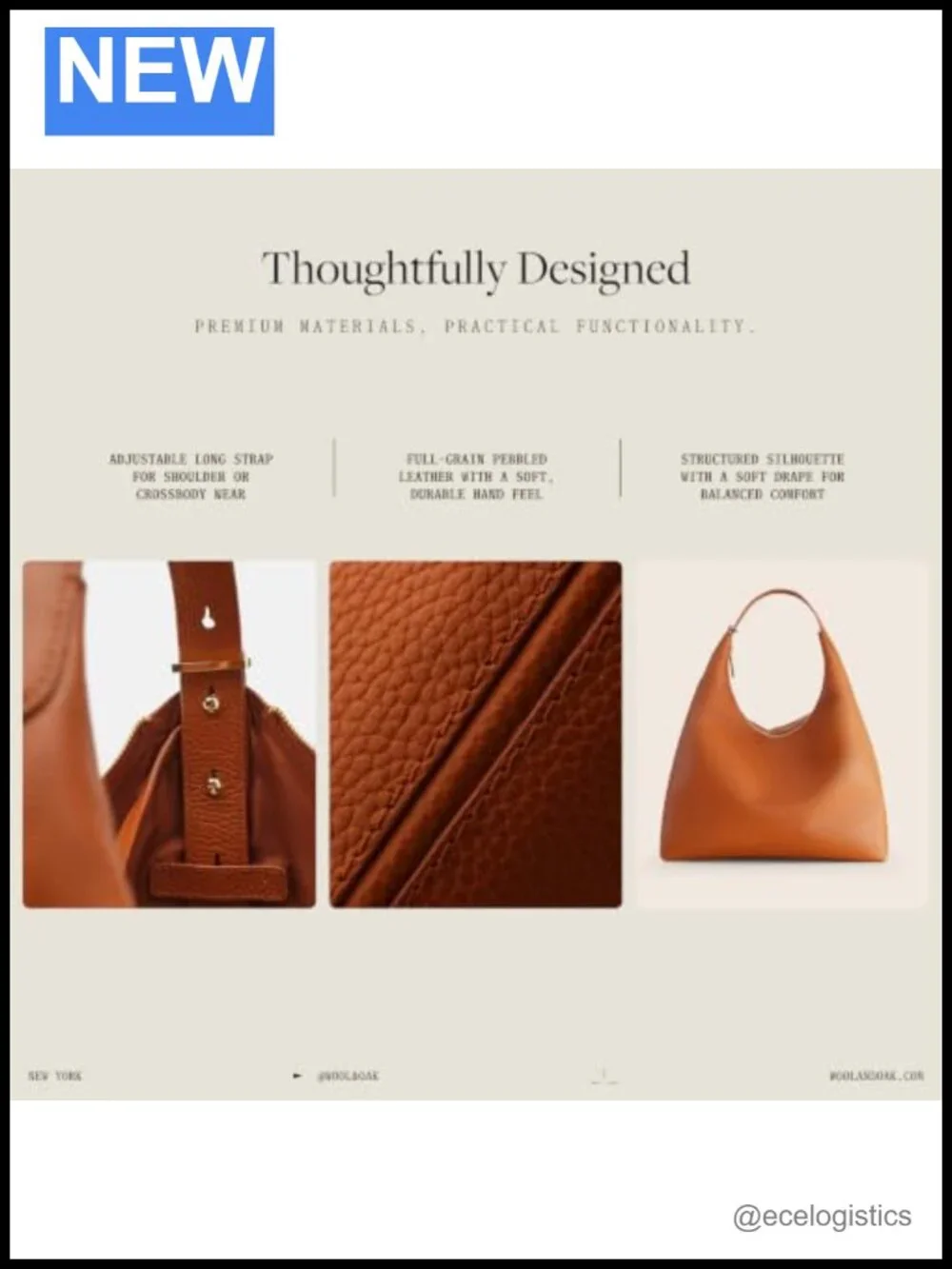 Hobo Handbag 15L Leather Shoulder Crossbody Travel Bag
